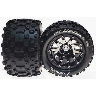 Louise MFT 1/10 MT-Uphill Black Chrome Wheel Tyres 12mm Hex 12mm
