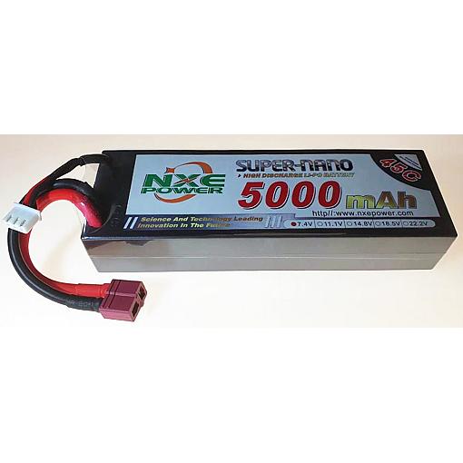 NXE Lipo Battery 7.4V 5000mAh 2S 45C Super Nano Hard Case Deans