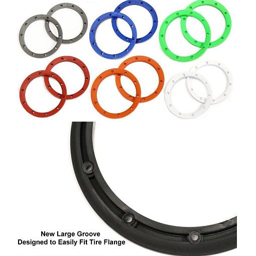 Beadlock Lipped Outer Bite Lock Rings (2) BLUE by DDM Baja Losi