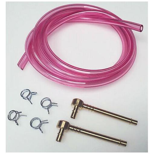 High Flow Fuel Line Kit Brass Fittings RED Clear Fuel Line