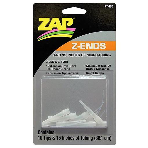 Zap PT-18 Z-Ends Extended Tips x10 Micro Tubing 38cm Hard to rea
