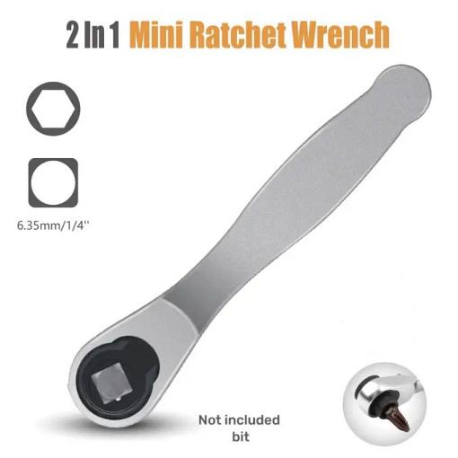 Mini Ratchet 2in1 1/4&quot; Hex & Socket 72t Ratchet