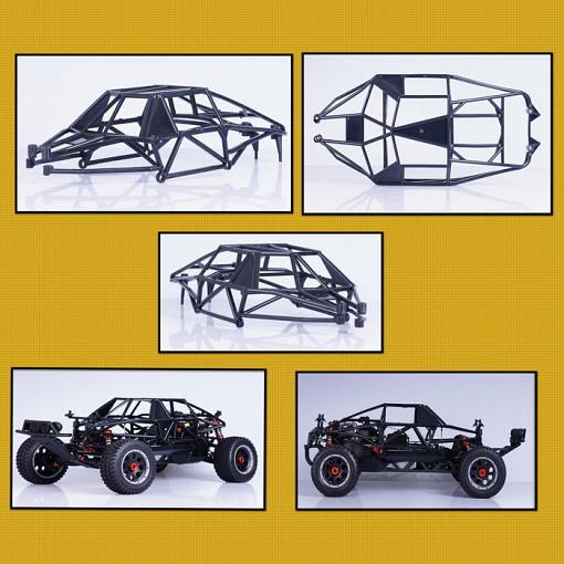 Rovan Roll Cage Short Course Team Chase Type Assembled  Black